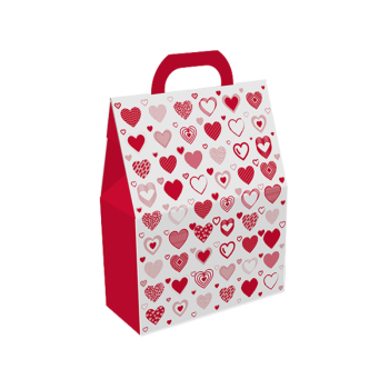 Maleta Presente Vertical Corações Vermelho 19x8,5x24,5 cm - Ideia Embalagens