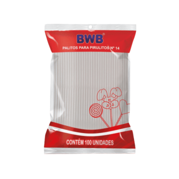 Palito de Plástico para Pirulito Cristal 14 cm c/ 100 unidades - Bwb