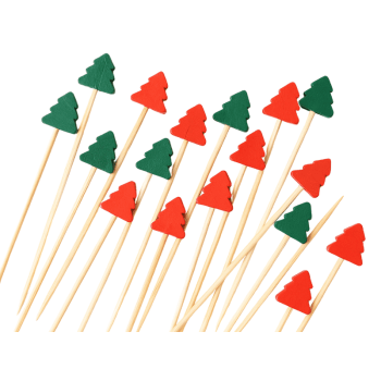 Palitos Aperitivos Natalinos Árvores Vermelho/Verde 12 cm c/ 50 unidades - Tuut