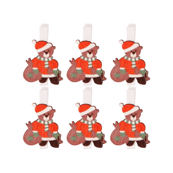 Prendedor Decorativo Ursinho Natalino cm c/6 peças - Zein 