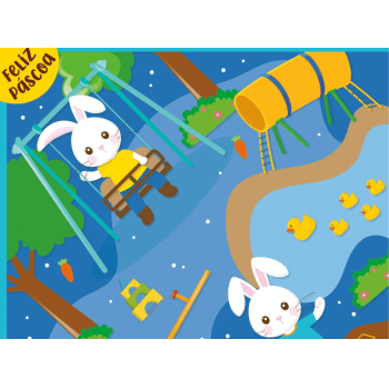 Saco Express Coelho Parquinho Azul 18x18 cm c/ 25 unidades - Cromus