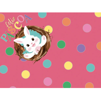 Saco Express Feliz Páscoa Rosa 18x18 cm c/ 25 unidades - Cromus