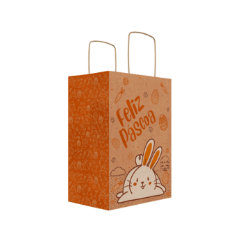 Sacola Eco Laranja Páscoa Divertida PP - Ideia Embalagens