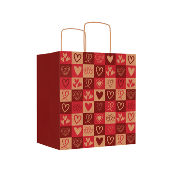 Sacola Kraft Corações 22x15x24 cm - Ideia Embalagens