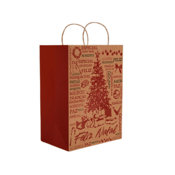 Sacola Kraft Natal Essencial 18×12×25 cm – Ideia Embalagens