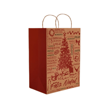 Sacola Kraft Natal Essencial 22x15x24 cm – Ideia Embalagens