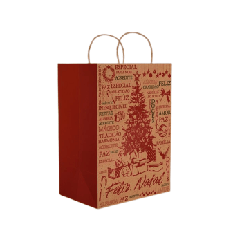 Sacola Kraft Natal Essencial 28x18x32 cm – Ideia Embalagens