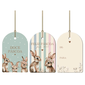 Tags de Doce Páscoa 8x5 cm c/12 unidades - Cromus