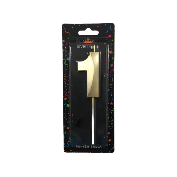 Vela de Aniversário Design Dourado N1 - Silver Festas