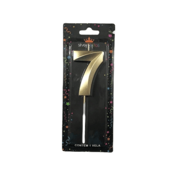 Vela de Aniversário Design Dourado N7 - Silver Festas