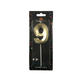 Vela de Aniversário Design Dourado N9 - Silver Festas