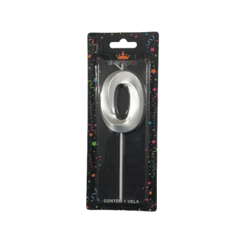Vela de Aniversário Design Prata N0 - Silver Festas