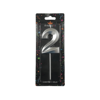 Vela de Aniversário Design Prata N2 - Silver Festas
