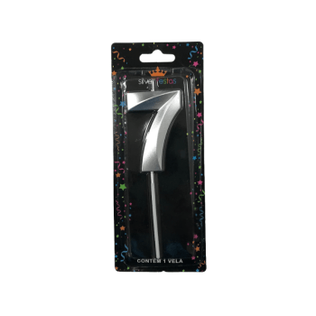Vela de Aniversário Design Prata N7 - Silver Festas