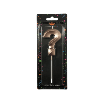 Vela de Aniversário Design Rosa Gold Interrogação - Silver Festas