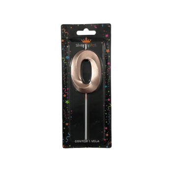 Vela de Aniversário Design Rosa Gold N0 - Silver Festas