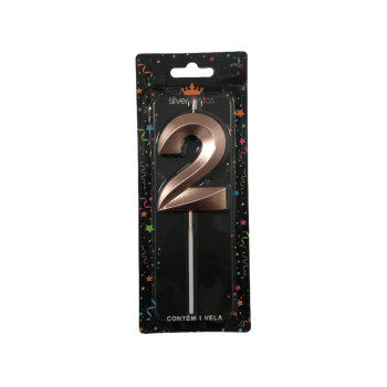 Vela de Aniversário Design Rosa Gold N2 - Silver Festas