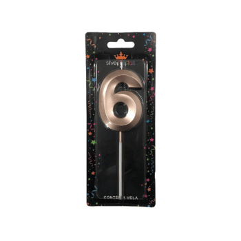 Vela de Aniversário Design Rosa Gold N6 - Silver Festas