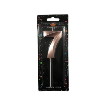 Vela de Aniversário Design Rosa Gold N7 - Silver Festas