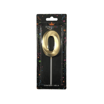 Vela de Aniversário Design Dourado N0 - Silver Festas