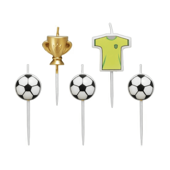 Vela de Aniversário Futebol Copa Brasil c/ 5 unidades - Silver Festas