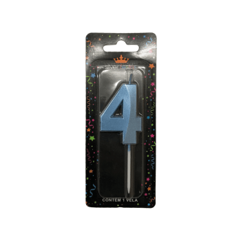 Vela de Aniversário Mini Design Azul N4 - Silver Festas