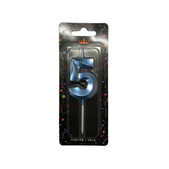 Vela de Aniversário Mini Design Azul N5 - Silver Festas