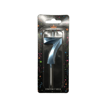 Vela de Aniversário Mini Design Azul N7 - Silver Festas