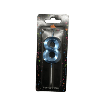 Vela de Aniversário Mini Design Azul N8 - Silver Festas