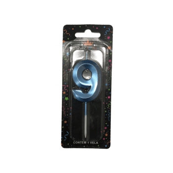 Vela de Aniversário Mini Design Azul N9 - Silver Festas