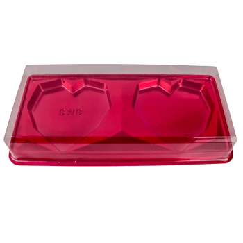 Caixa Coração Lapidado Vermelho 200g c/ 2 Cavidades N14052 - Bwb