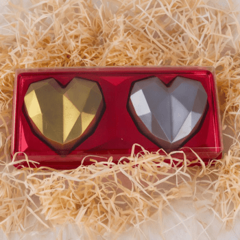 Caixa Coração Lapidado Vermelho 200g c/ 2 Cavidades N14052 - Bwb