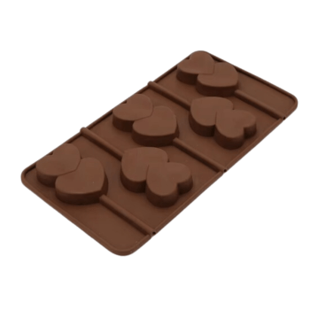 Forma de Silicone Pirulito de Corações 5 cavidades - Confeitudo 
