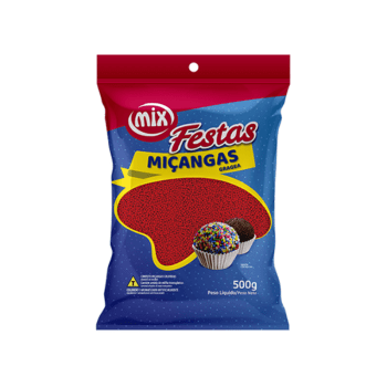 Confeito Miçangas Vermelho 500g - Mix