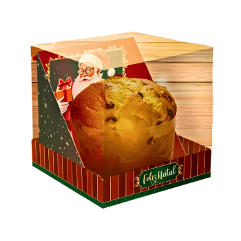 Caixa Mini Panetone Noel Cenário 11x11x10,6 cm - Ideia Embalagens