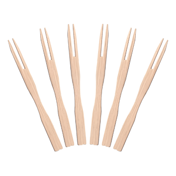 Mini Garfo em Bambu p/ Petisco c/ 50 unidades 9cm - Silver Festas
